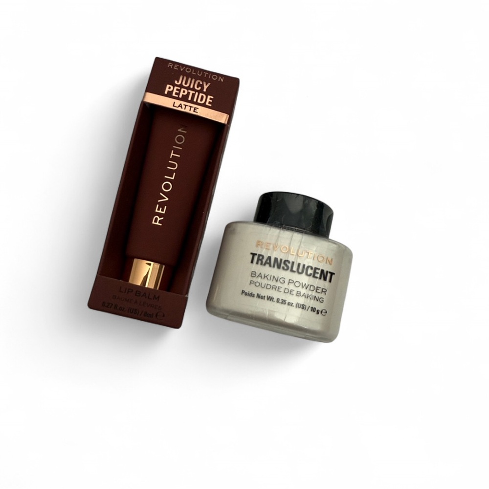 Revolution Latte Lip Balm and Translucent Baking Powder